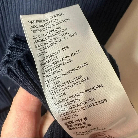 Maeve Anthropologie Navy Button Up Ribbed Knit Puff Sleeve Dress Size Large - Picture 10 of 10